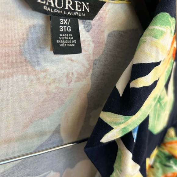 Ralph Lauren 3XL NAOT Orange and Yellow Peplum Blouse with 3/4 Sleeves belted - Picture 6 of 15